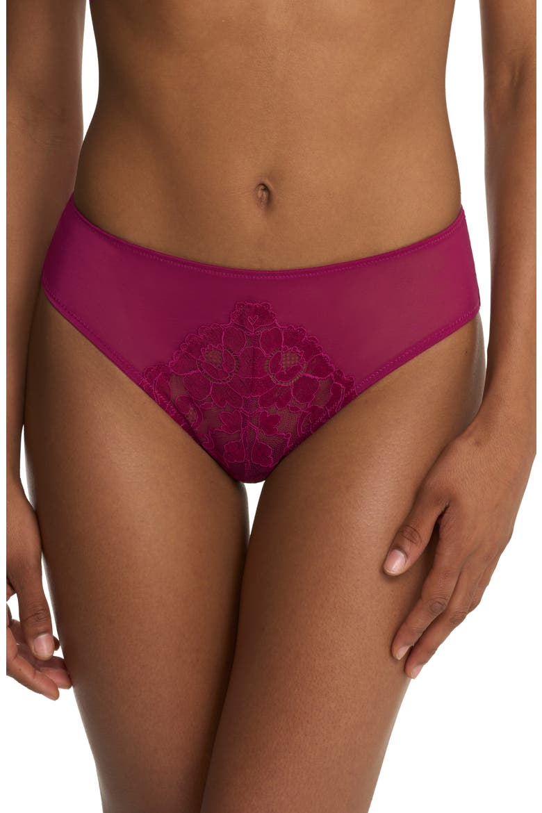 Peony Lace & Mesh Hipster Panties, Main, color, DARK RASPBERRY