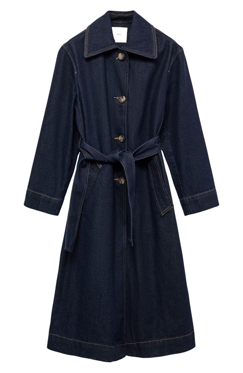 MANGO Denim Trench Coat, Alternate, color,