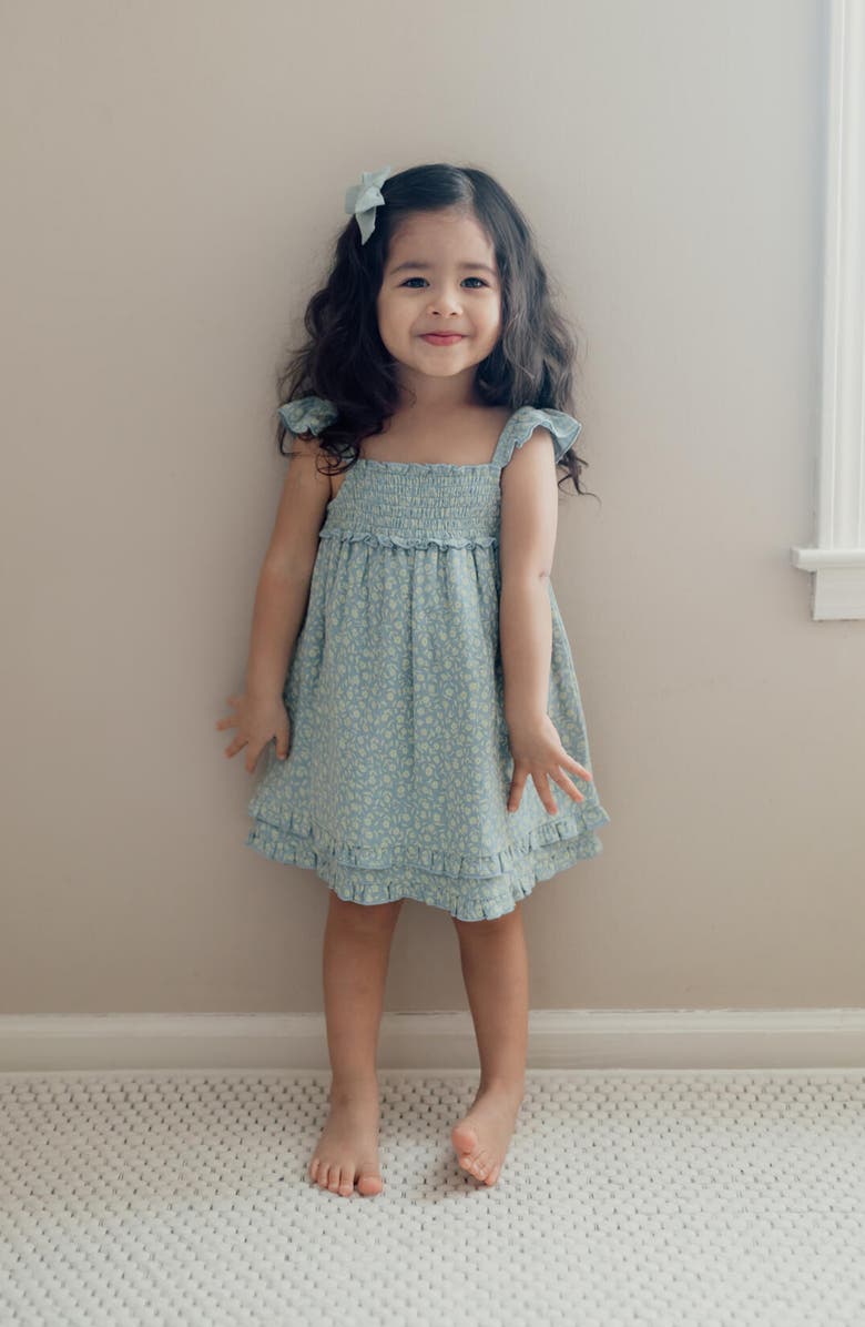 L'ovedbaby Organic Cotton Muslin Dress, Alternate, color, Lagoon Floral