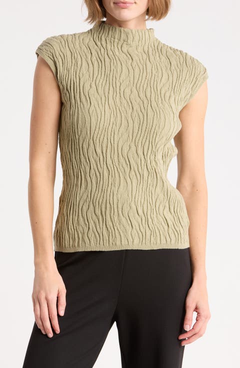 Animal Jacquard Stripe Cap Sleeve Sweater