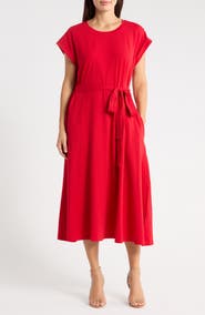 DKNY Cap Sleeve Fit & Flare Midi Dress