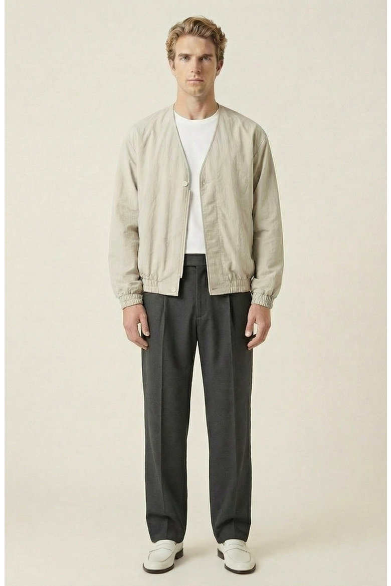 Lightweight Elastic Hem Bomber Jacket, Alternate, color, Light Beige