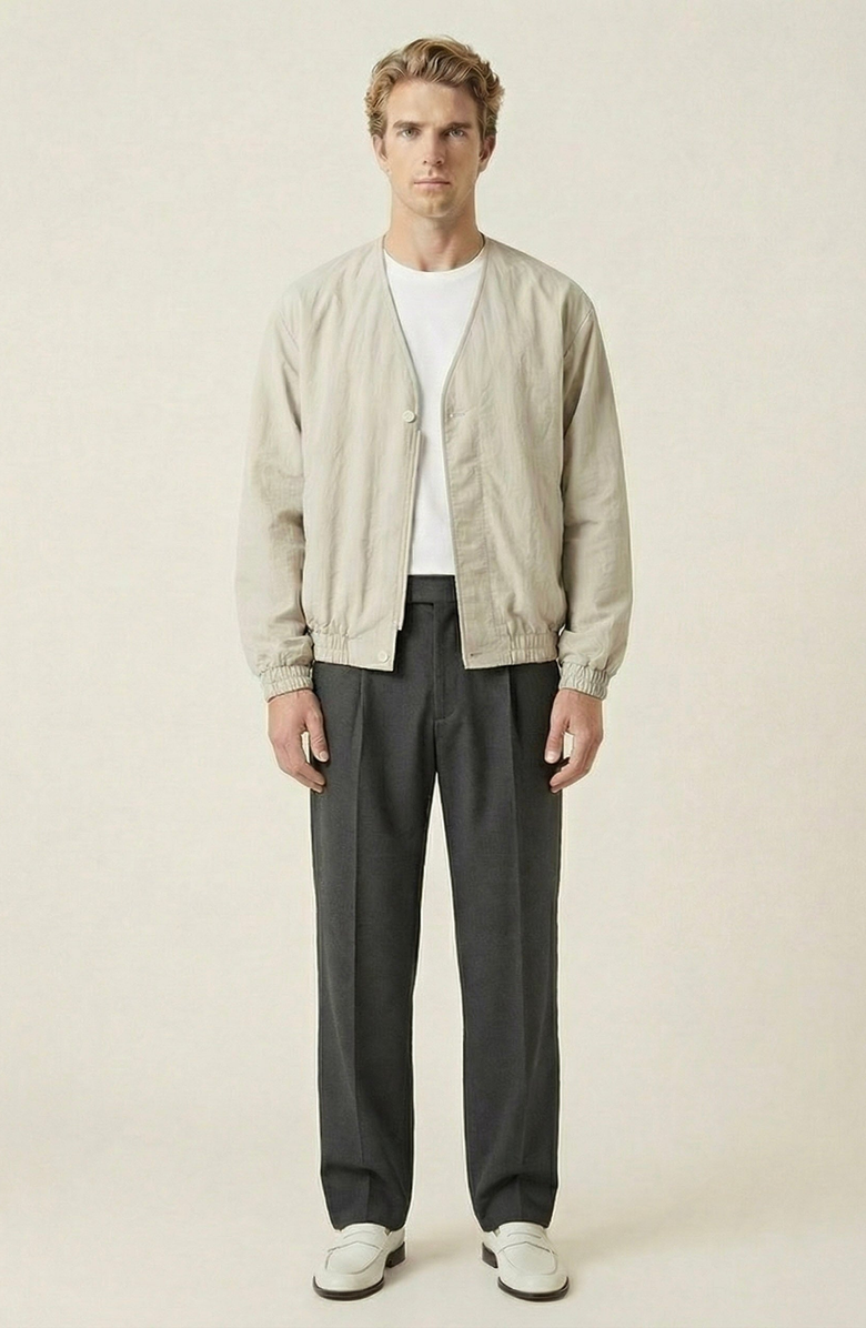 Modenaire Lightweight Elastic Hem Bomber Jacket, Alternate, color, Light Beige