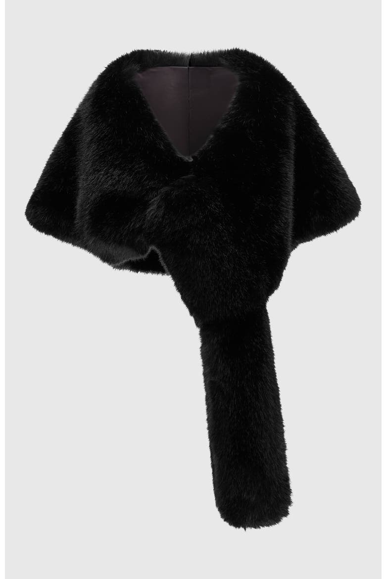 Fur-Free Fox (Faux Fur) Stole, Alternate, color, BLACK
