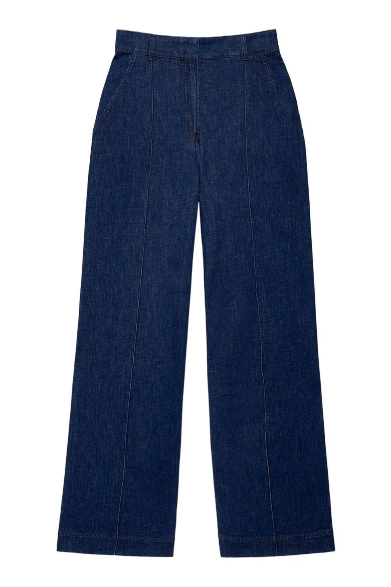 HIGH WAISTED DENIM TROUSER, Alternate, color, DARK WASH