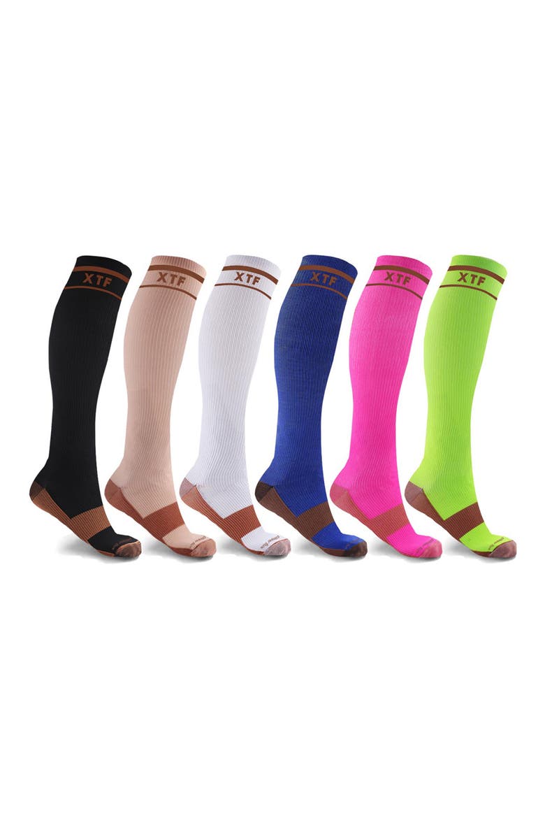6-Pack Everyday Copper Infused Compression Socks, Main, color, MIX
