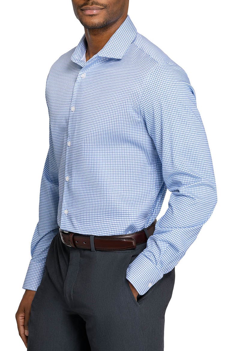 Check Reworked Cotton Dress Shirt, Alternate, color, WHITE/ BLUE