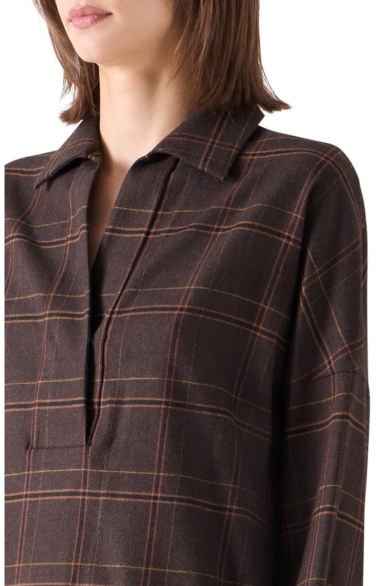Plaid Wool Blend Flannel Top, Alternate, color, ESPRESSO-CARAMEL