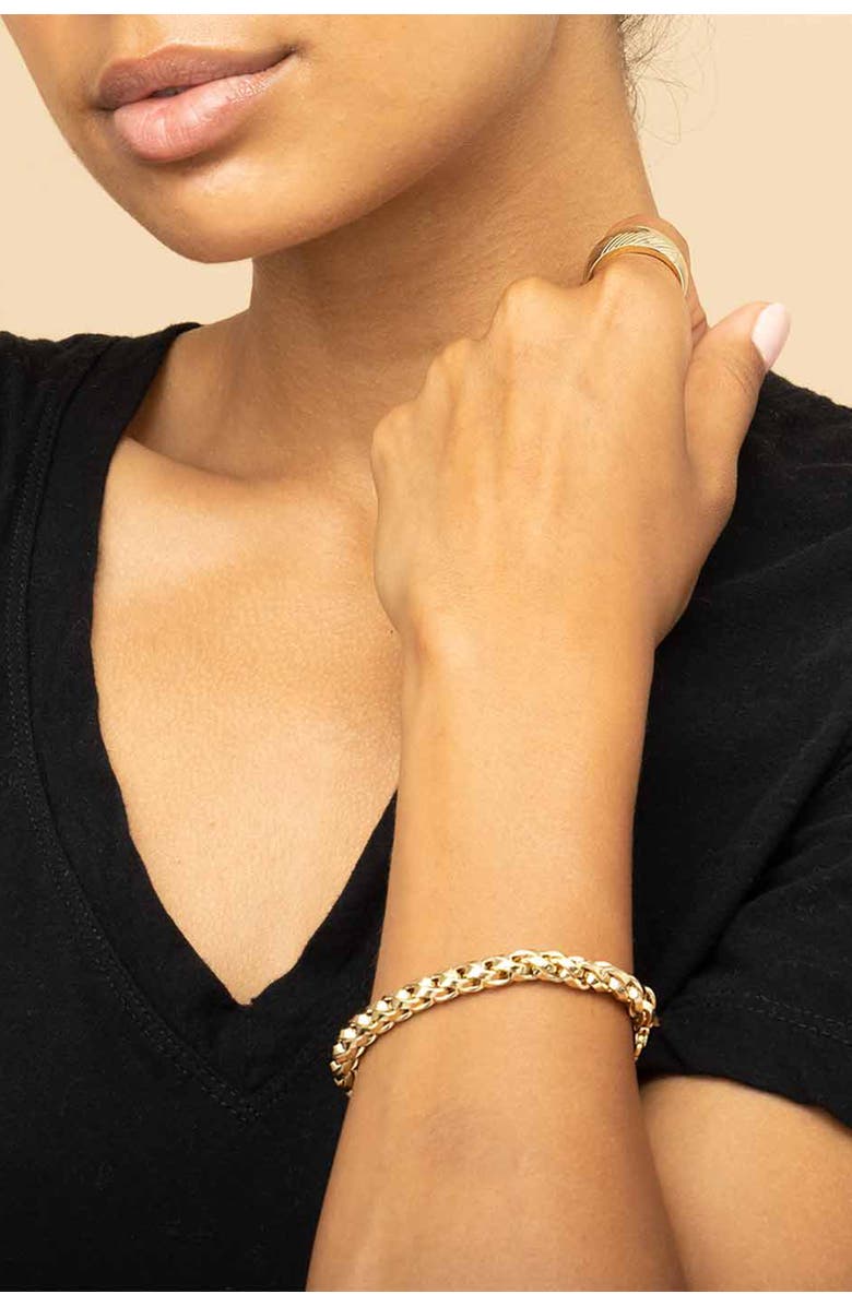 Oradina 14K Yellow Gold Caesar Bracelet, Alternate, color, Yellow Gold