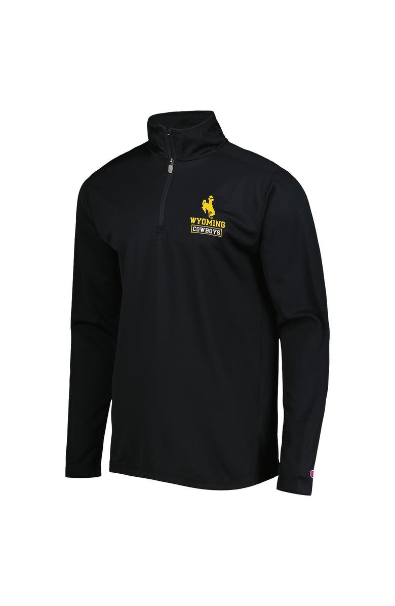 Champion Men's Champion Black Wyoming Cowboys Textured Quarter-Zip Jacket, Alternate, color, 
