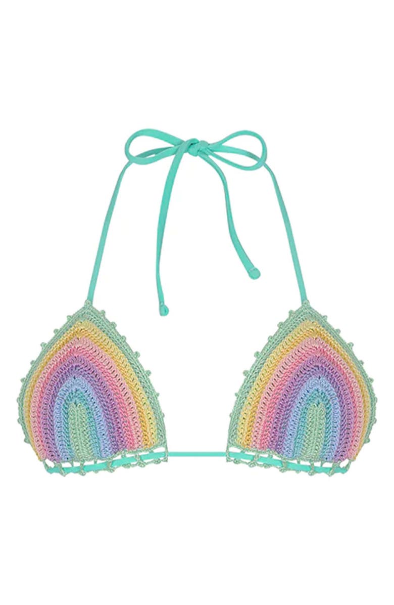 Capittana Trinidad Rainbow Crochet Bikini Top, Alternate, color, 