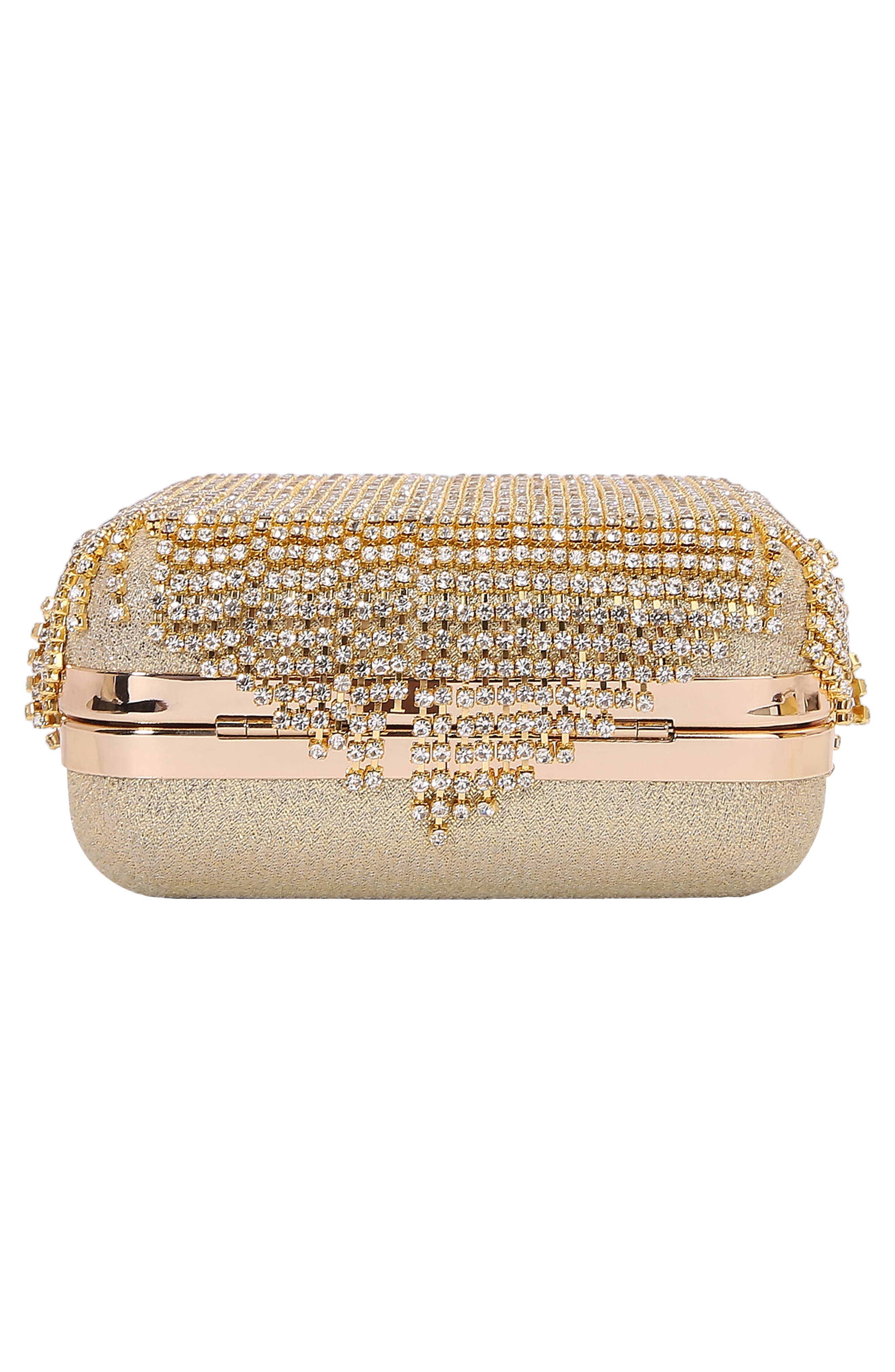 Fringe Rhinestone Bag, Alternate, color, GOLD