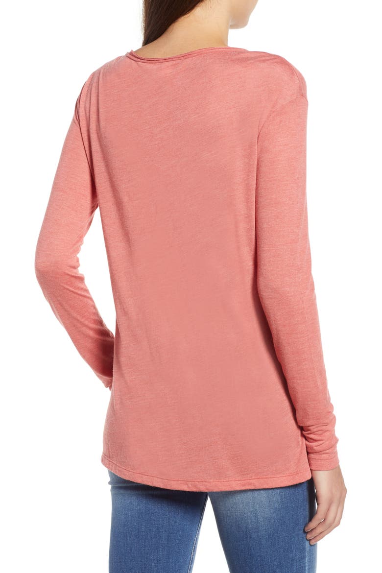 Raw Edge Scoop Neck Tee, Alternate, color, PINK CEDAR