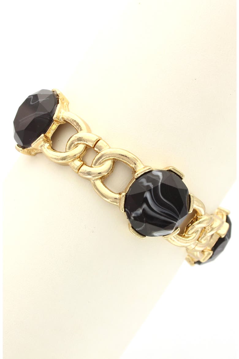 Faceted Resin Stone Chain Bracelet, Main, color, GOLD / BLACK