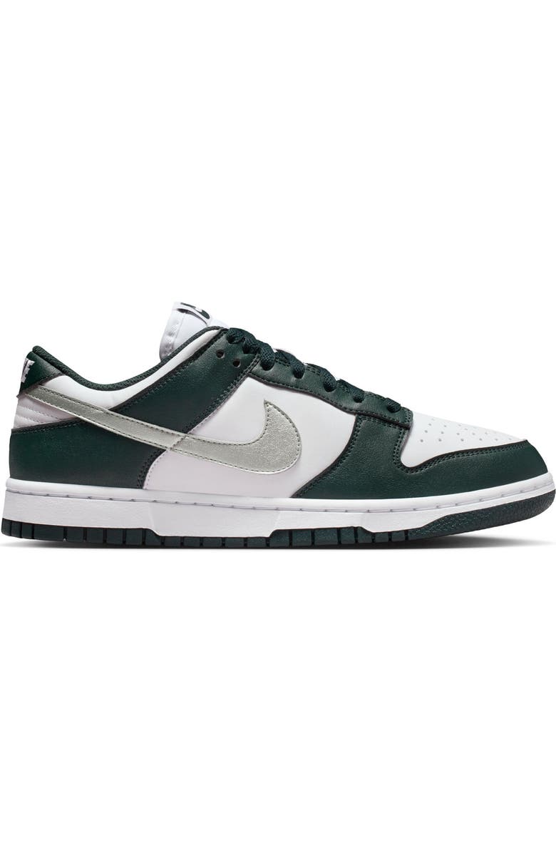 Nike Dunk Low Basketball Sneaker, Alternate, color, Seaweed/ Metallic/ Silver