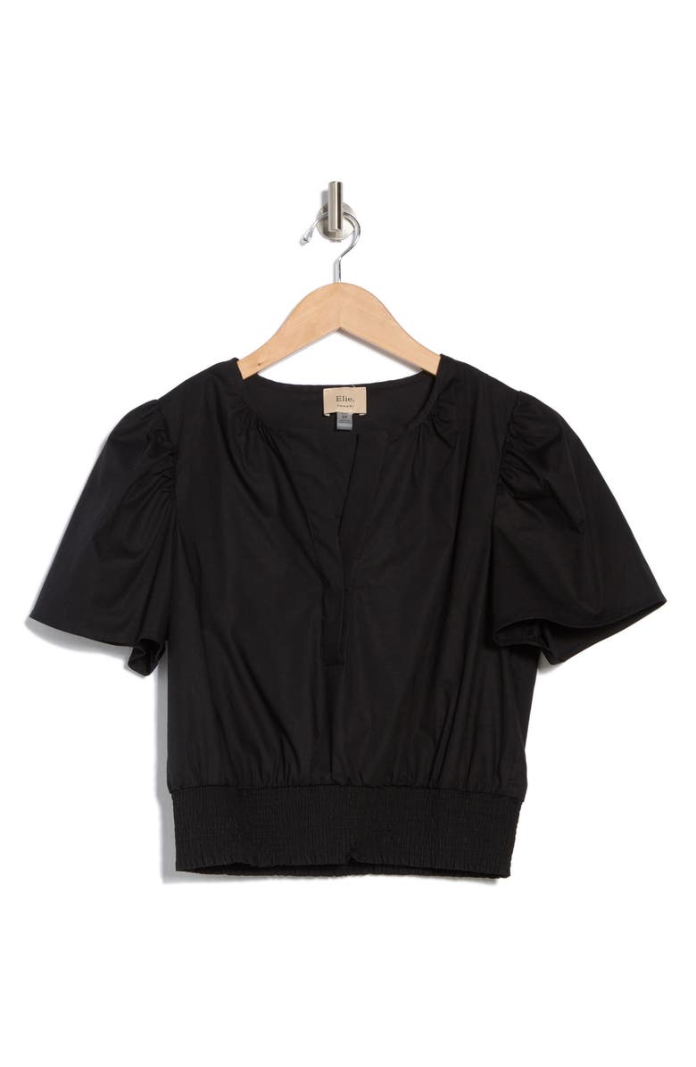 ELIE ELIE TAHARI Poplin Peplum Top, Alternate, color, Black