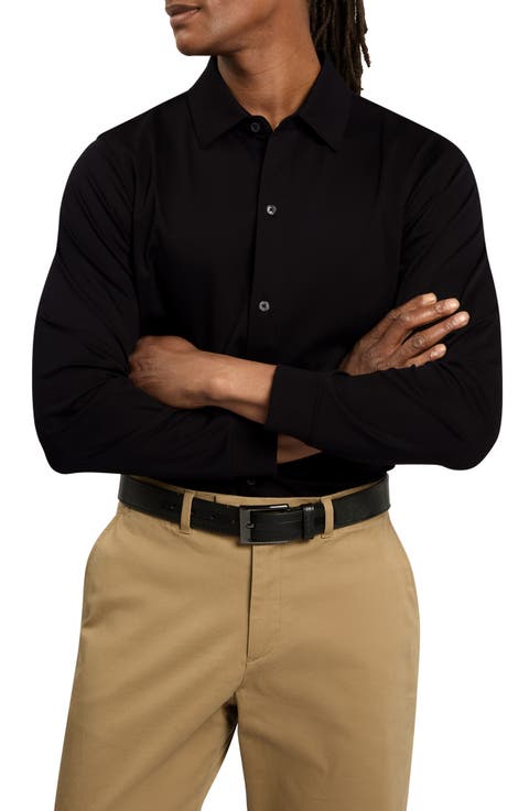 Quillon Navy Knit Cotton Button-Up Shirt