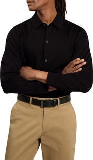 Ted Baker Quillon Navy Knit Cotton Button-Up Shirt