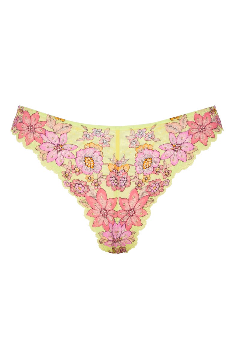 SAVAGE X FENTY Mod Poppy Brazilian Panties, Alternate, color, Sunny Lime Floral Play Lace