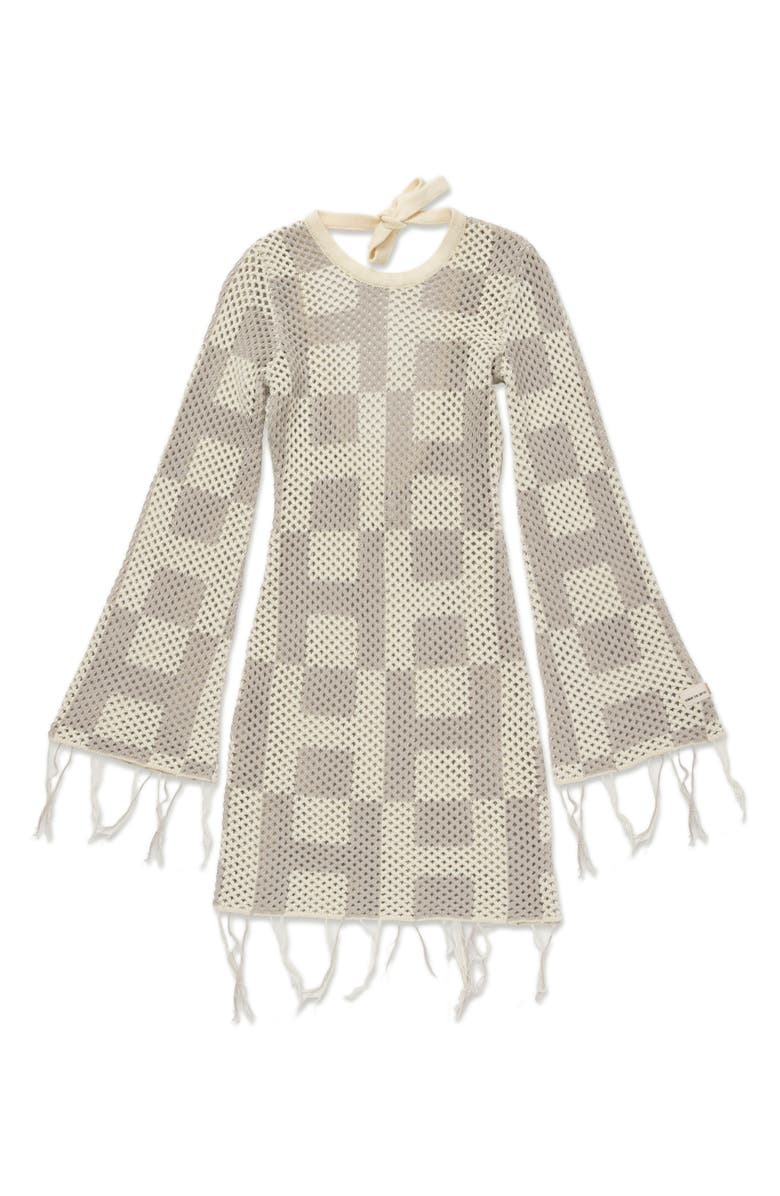 HONOR THE GIFT Long Sleeve Openwork Mini Sweater Dress, Alternate, color,