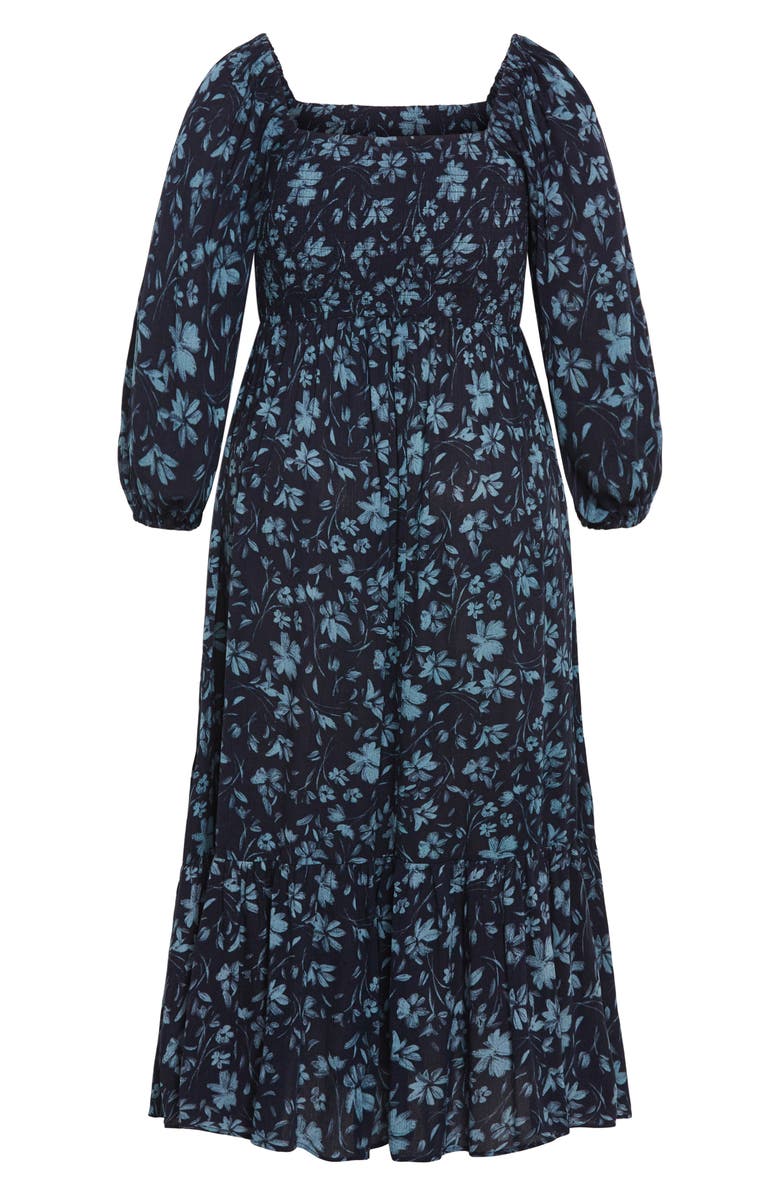 City Chic Kaylee Floral Smocked Bodice Maxi Dress, Alternate, color, Whimsical Floral