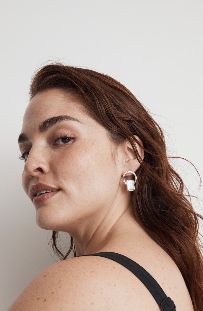 Madewell Inlaid Doorknocker Earrings, Alternate, color, 