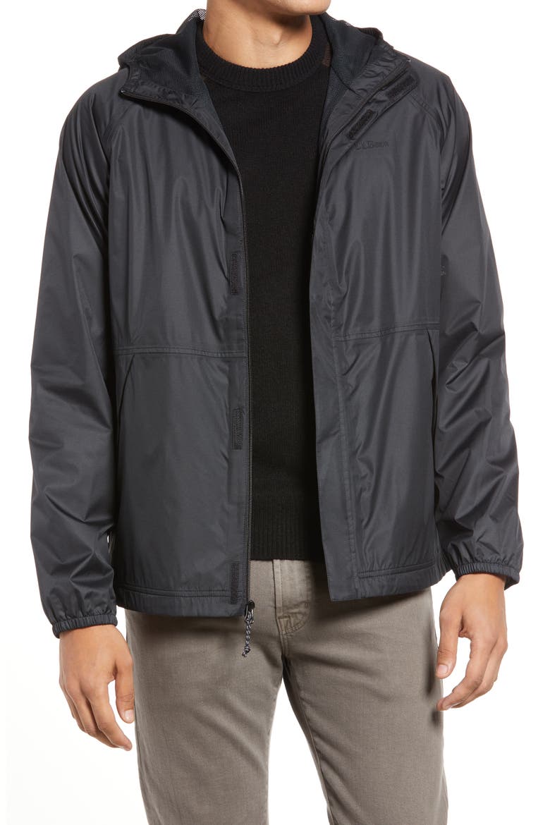 Men's Packable Waterproof Hooded Windbreaker Jacket, Main, color, BLACK