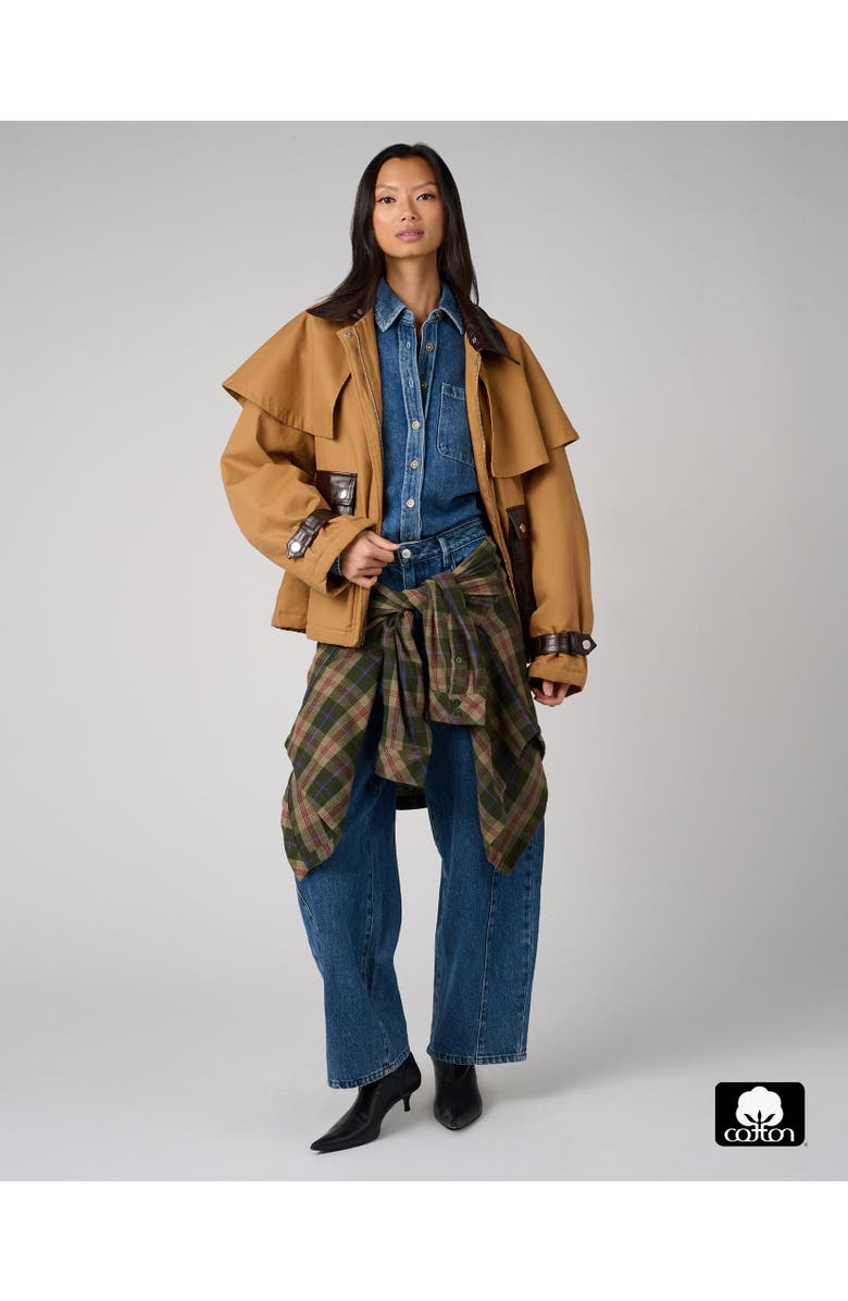 WeWoreWhat Boxy Boyfriend Overshirt, Alternate, color, Forest Grn Mlti