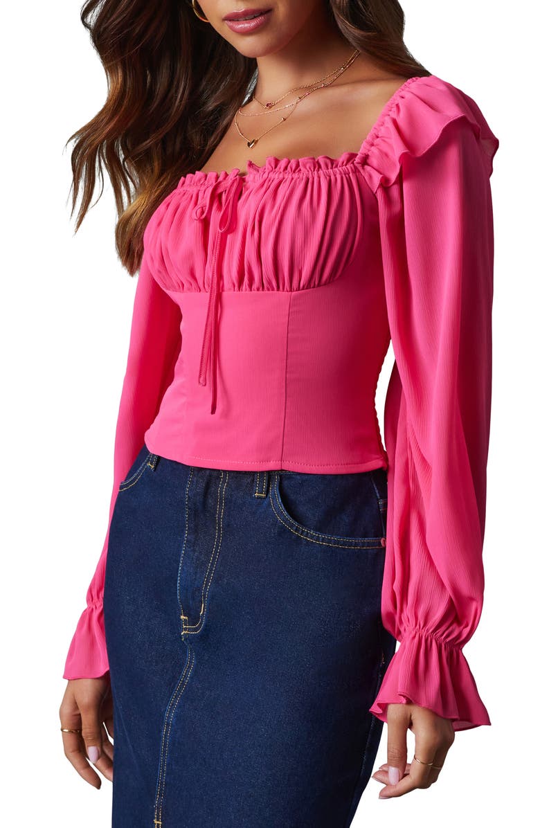 VICI Collection Julie Ruffle Shoulder Crop Top, Alternate, color, 