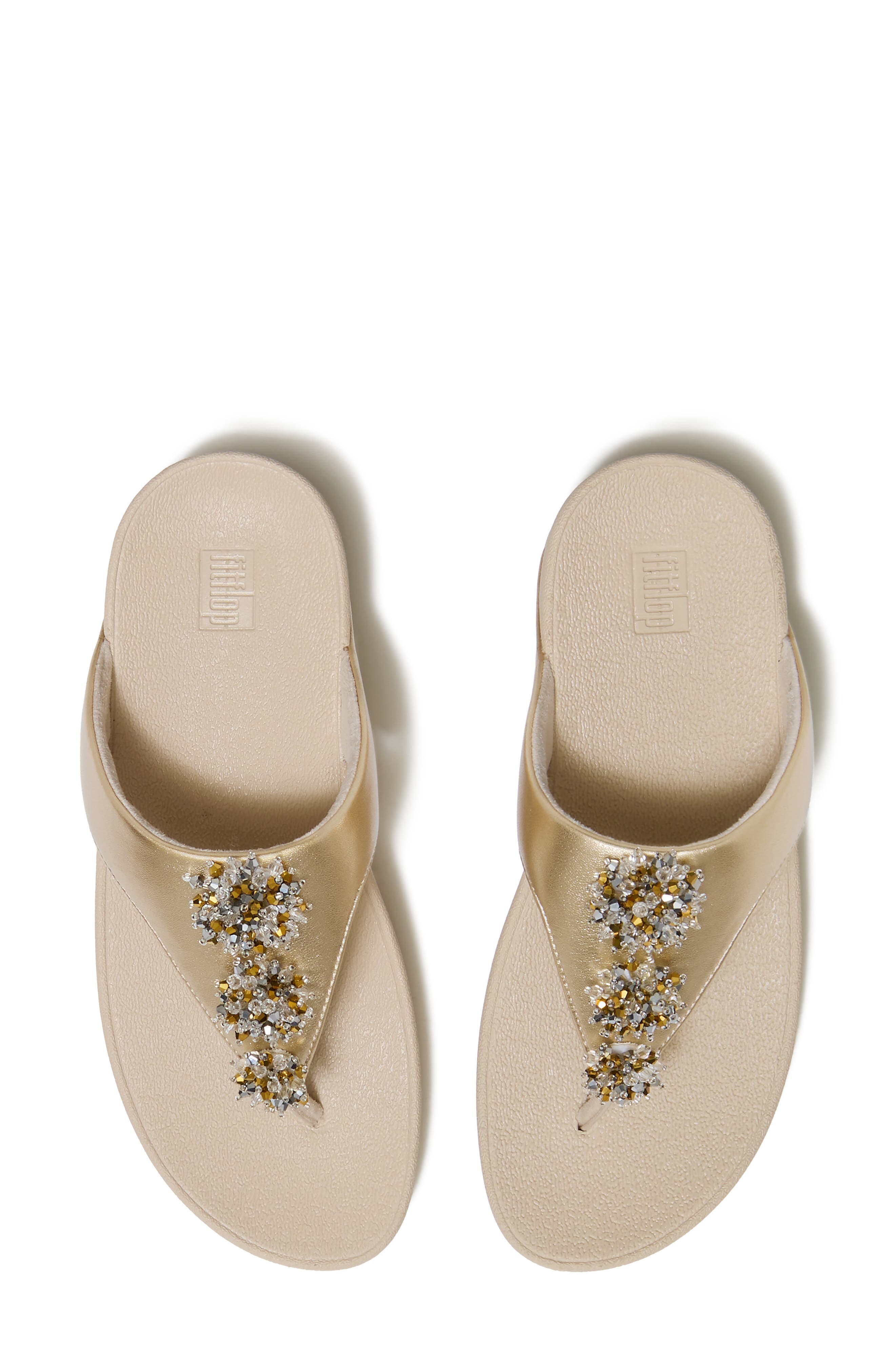 Flowrise Embellished Wedge Flip Flop, Alternate, color, PLATINO