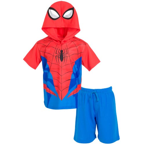 Marvel Kids'  Spider-man Cosplay 2-piece Hooded Tee And Shorts Set In Red