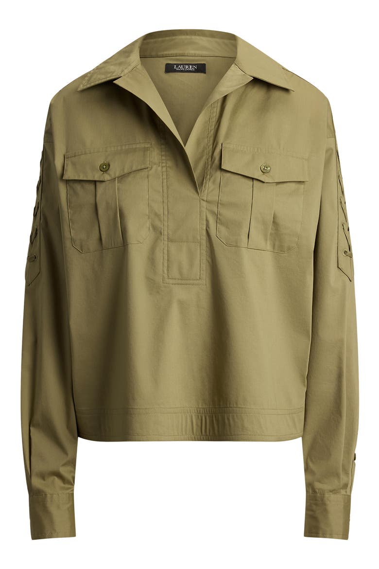 Silky Stretch Cotton Utility Shirt, Alternate, color, LIGHT AGAVE GREEN