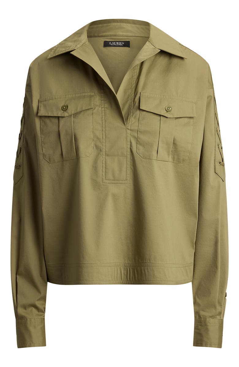 Lauren Ralph Lauren Silky Stretch Cotton Utility Shirt, Alternate, color, Light Agave Green