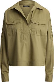 Lauren Ralph Lauren Silky Stretch Cotton Utility Shirt