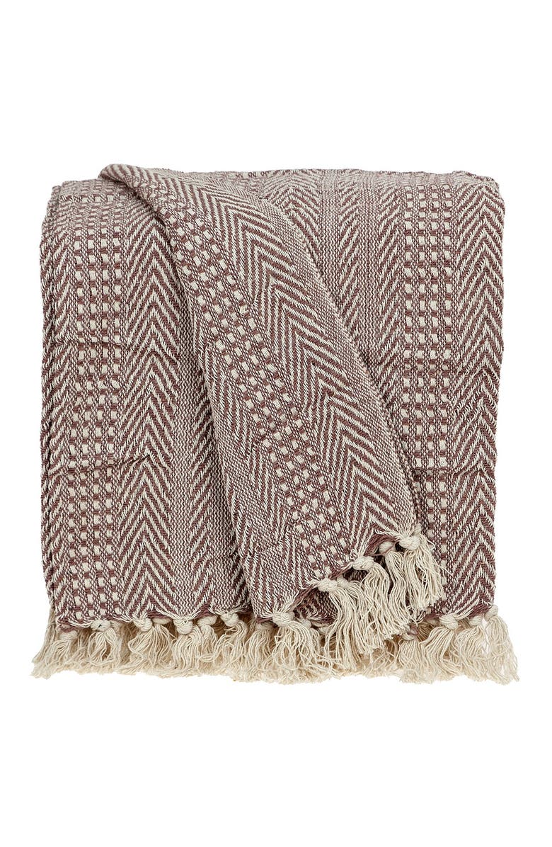 PARKLAND COLLECTION Thor Casual Beige 52" x 67" Woven Handloom Throw, Main, color, Pink