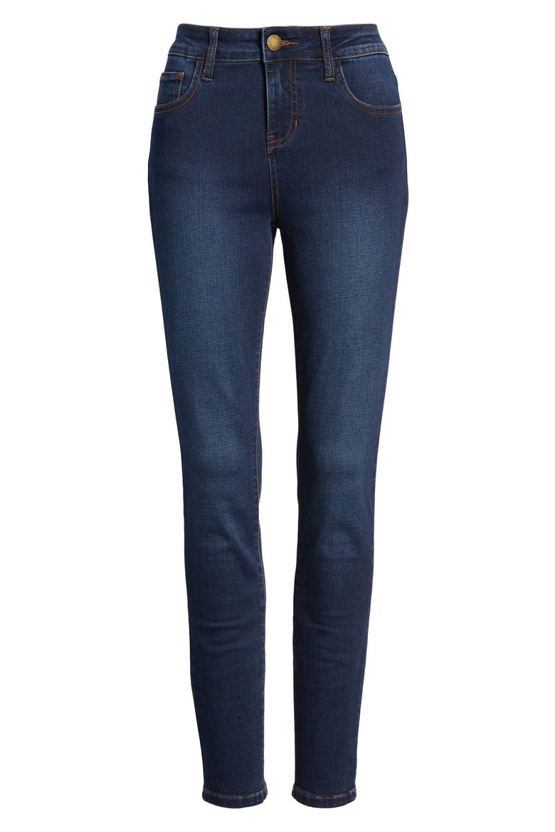 High Waist Skinny Jeans, Alternate, color, DARK