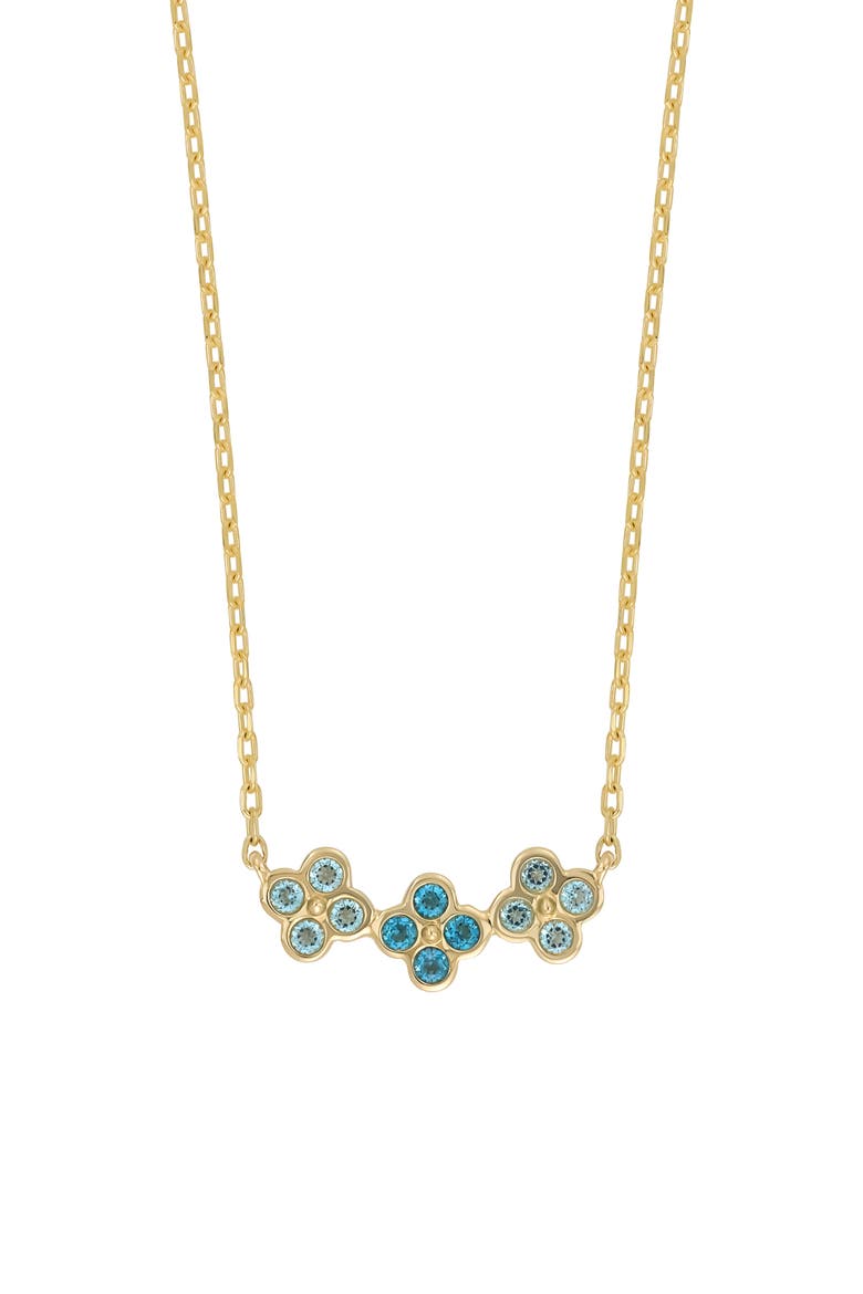 14K Gold Blue Topaz Cluster Pendant Necklace (Nordstrom Exclusive), Main, color, 14K YELLOW GOLD