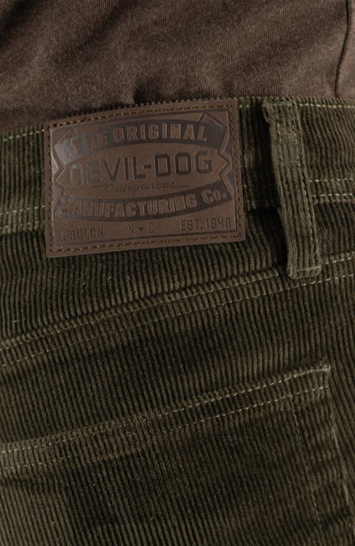 Devil-dog Dungarees Stretch Corduroy Five Pocket Pants In Green