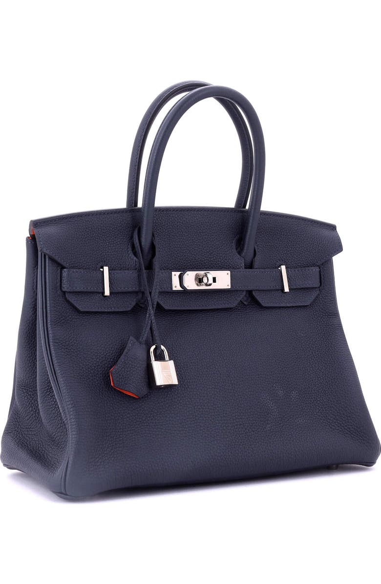 Pre-Owned Hermes Birkin Handbag Verso Togo with Palladium Hardware 30, Alternate, color, Verso - Bleu Nuit/Orange Poppy