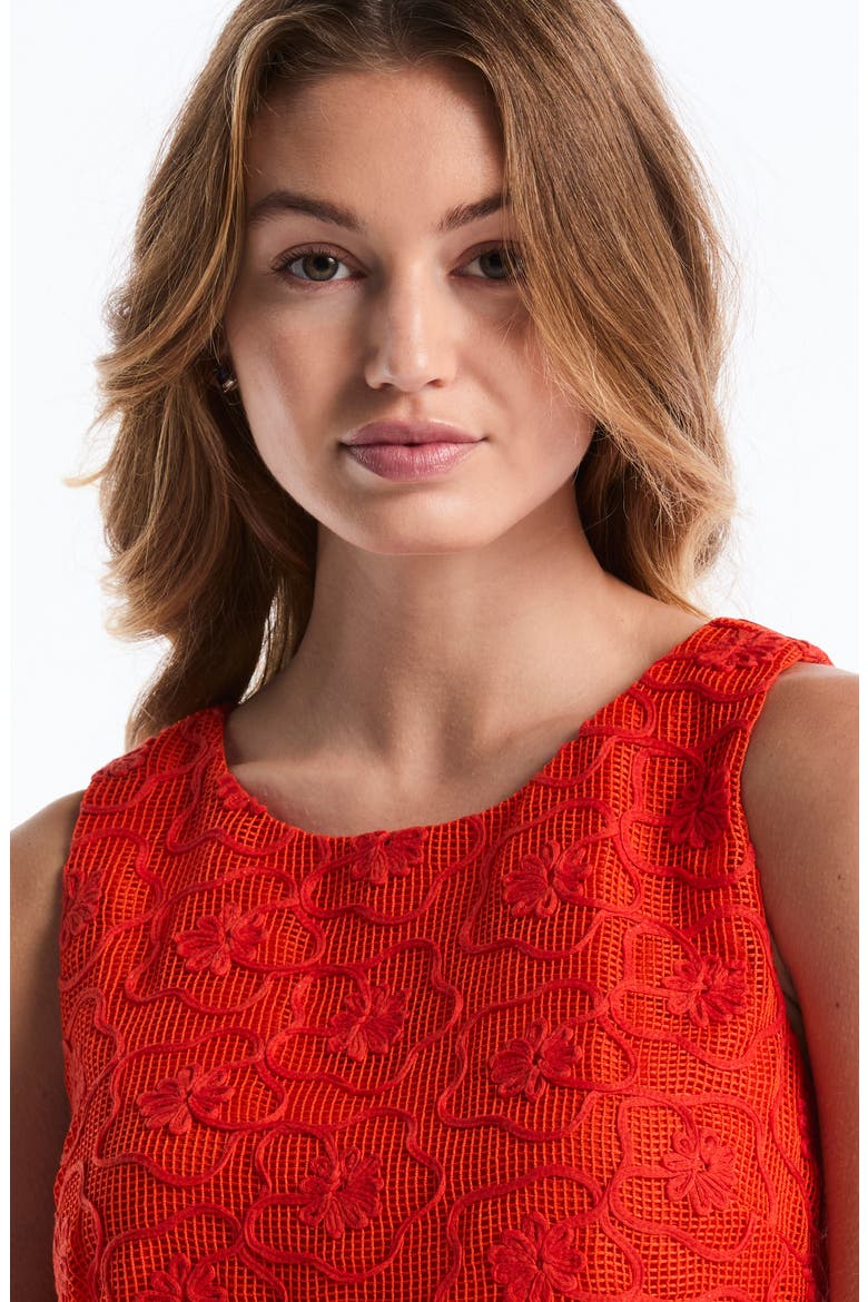 Embroidered Shell, Alternate, color, GRENADINE