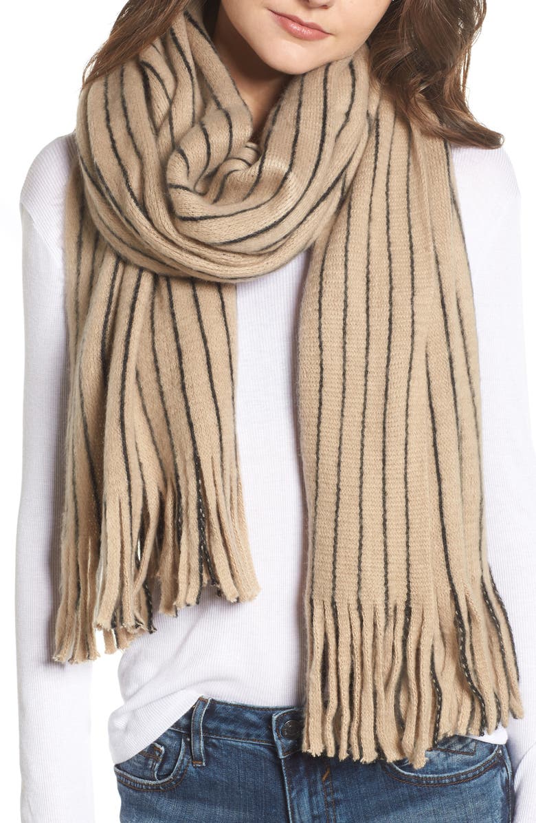 La Double 7 Fringed Stripe Scarf, Main, color, 