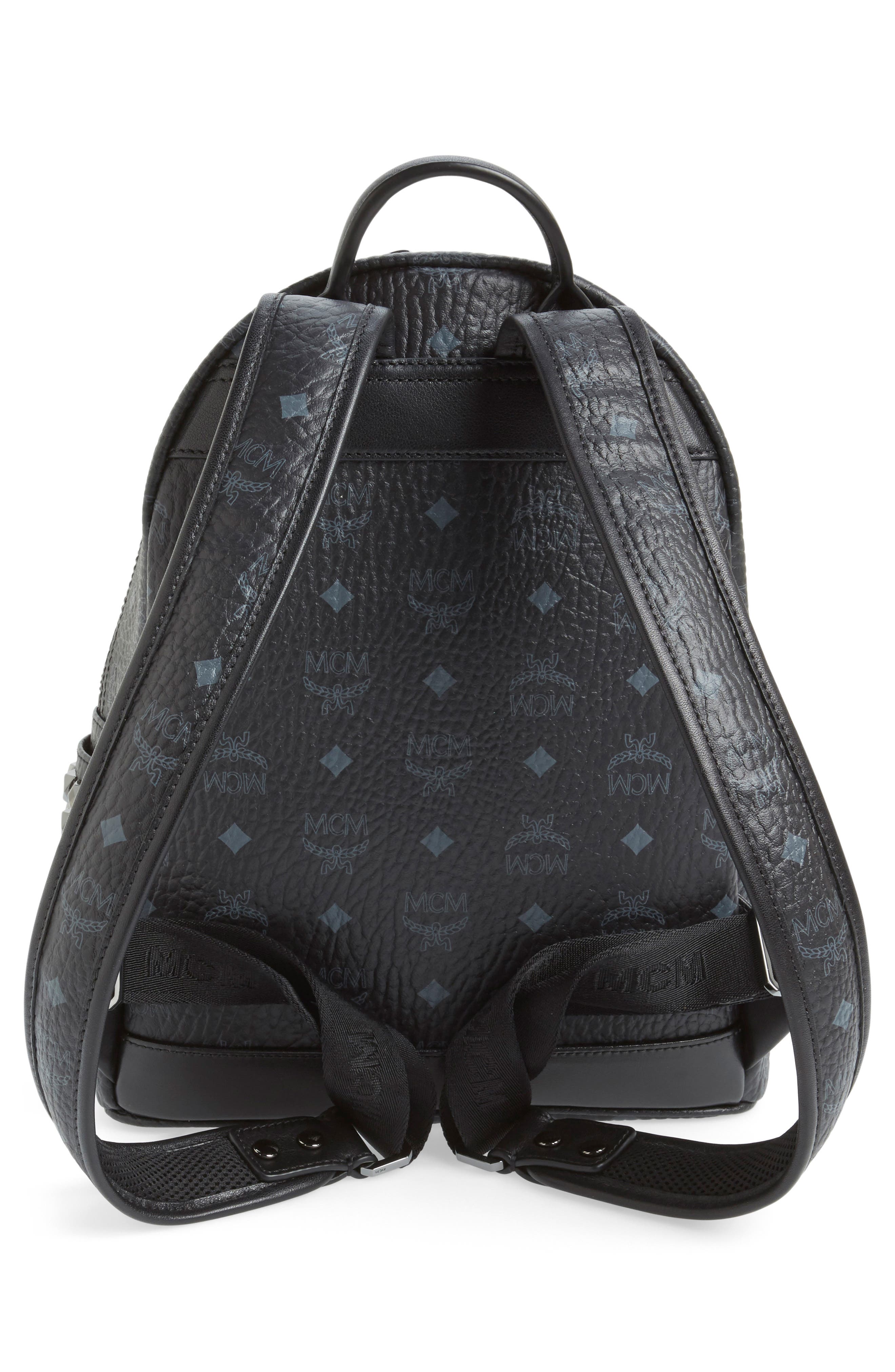 MCM Small Stark Side Stud Coated Canvas Backpack, Alternate, color, 