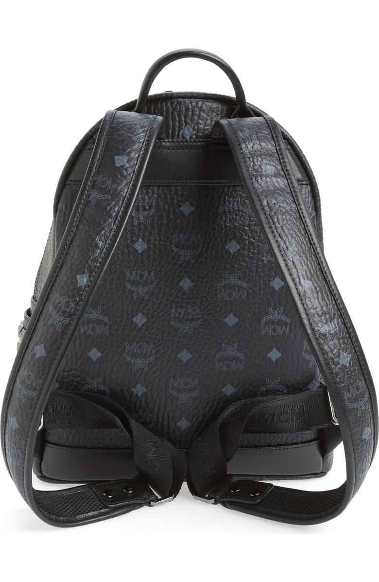MCM Small Stark Side Stud Coated Canvas Backpack, Alternate, color,