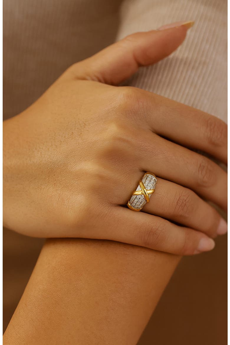 Two-Tone Pavé Cubic Zirconia Band Ring, Alternate, color, CUBIC ZIRCONIA