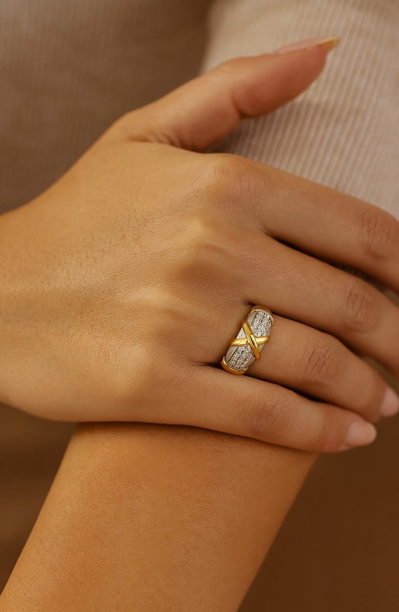 RIVKA FRIEDMAN Two-Tone Pavé Cubic Zirconia Band Ring, Alternate, color, Cubic Zirconia