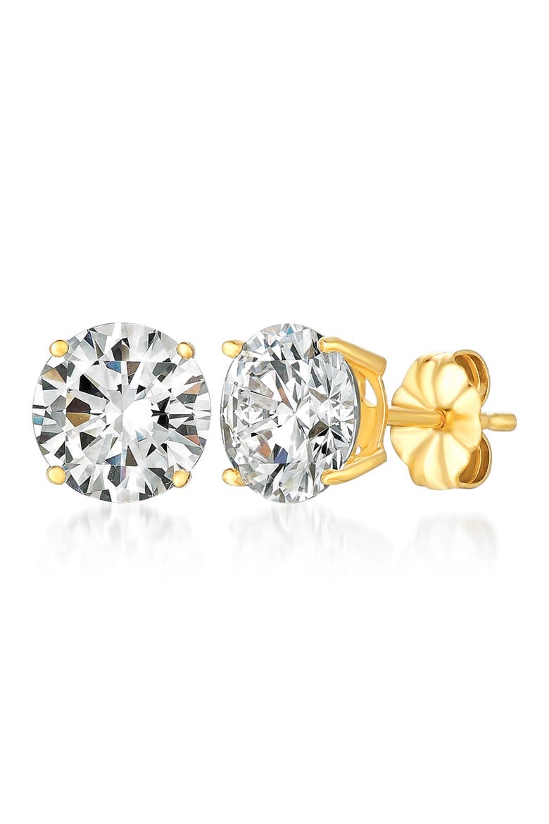 Cubic Zirconia Stud Earrings, Main, color, 18KT YELLOW GOLD