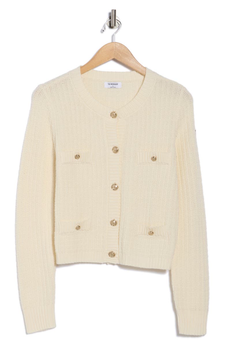 Blu Pepper Button Front Cardigan, Alternate, color, Cream