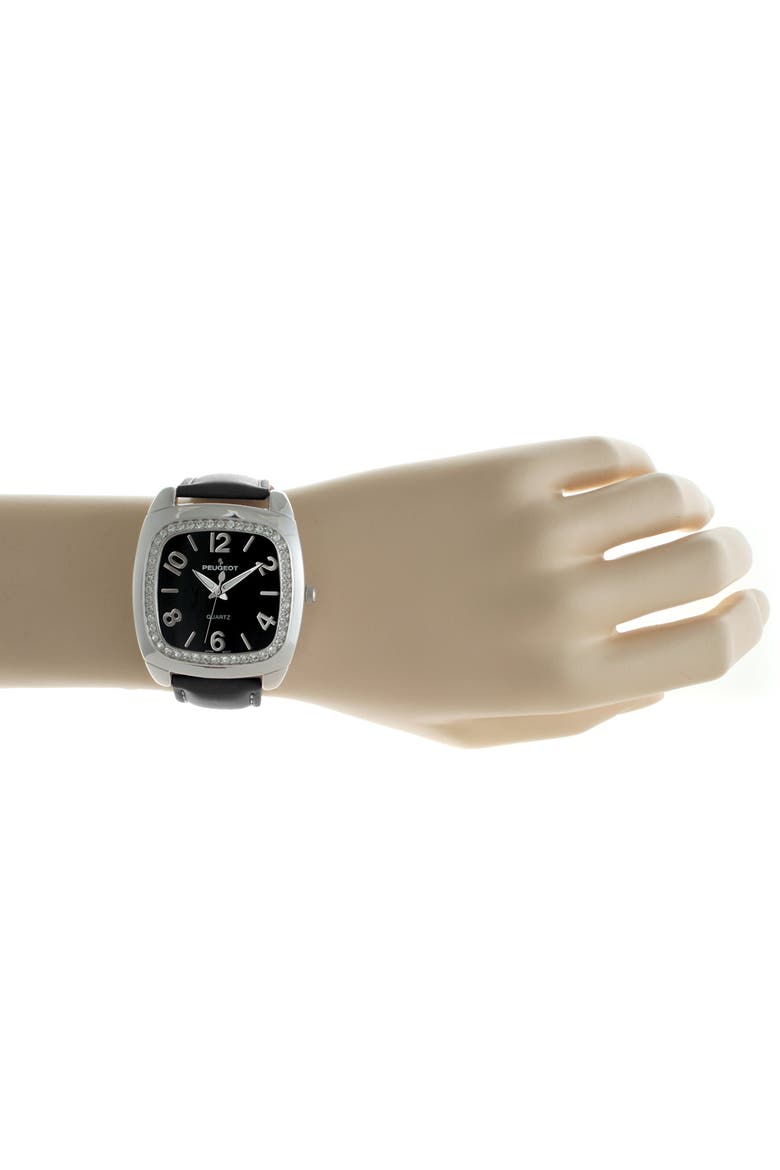 Boyfriend Crystal Bezel Leather Watch- 40MM, Alternate, color, Black