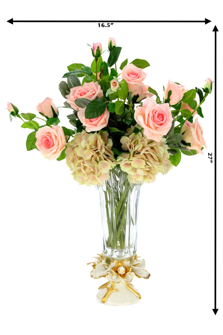 Garden Rose and Hydrangea in Vase, Alternate, color, Light Pink