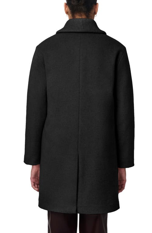 Bernardo Rib Collar Coat In Black